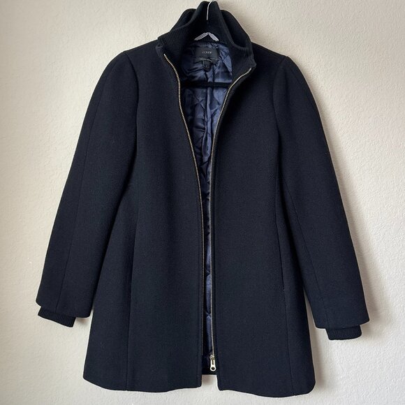 J.Crew Italian Wool Lodge Essential Black Coat in Stadium-Cloth - Picture 5 of 12